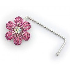 Bag Hanger - 12 PCS  - Rhinestone Flower - Fuchsia - BH-GB1290FU